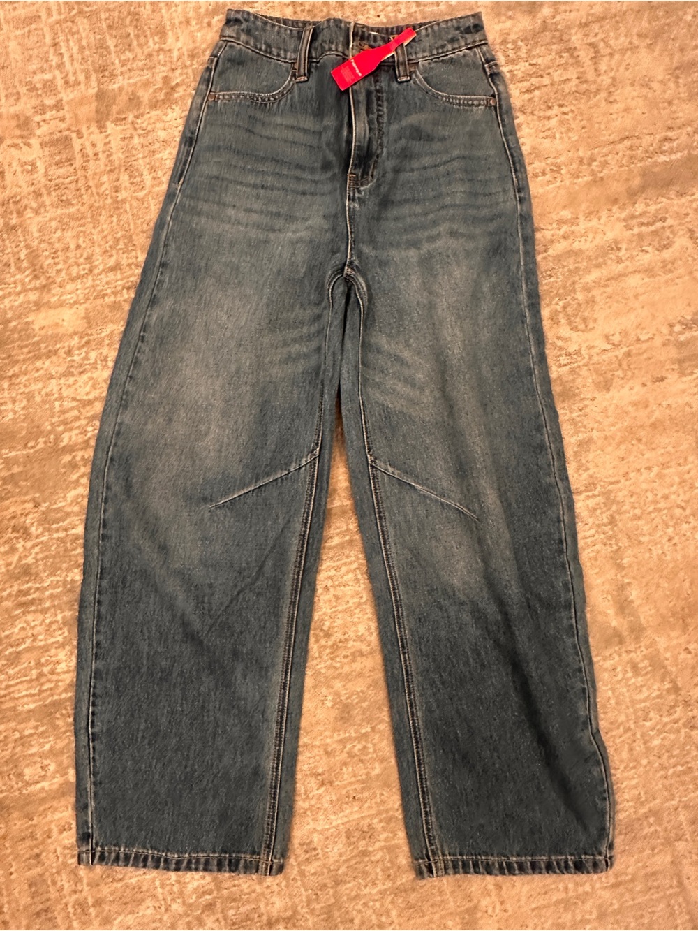 High-Rise Wide Leg Jeans in Washed Blue Denim